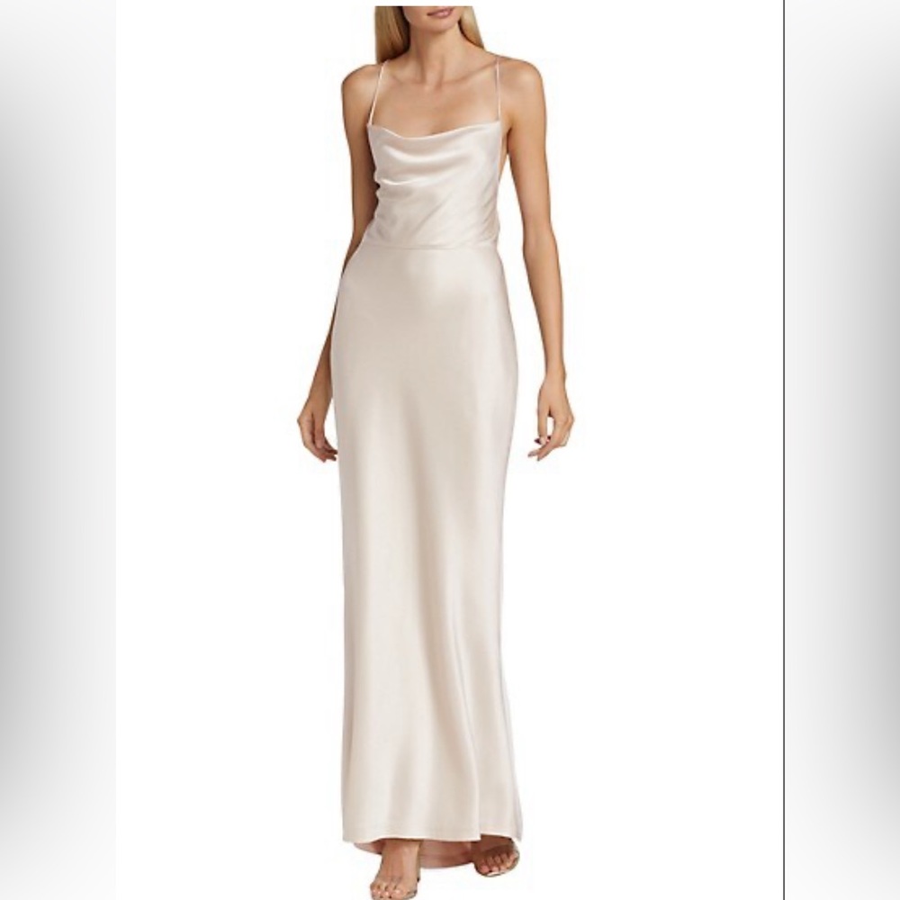 Brand New with Tags Alice and Olivia satin gown in champagne / cream